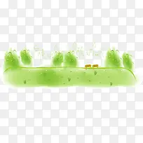 手绘卡通草地树-空若网 手绘卡通草地树-空若网