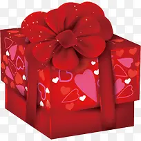 红色爱心花纹礼盒蝴蝶结-空若网 红色爱心花纹礼盒蝴蝶结-空若网
