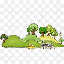 卡通树和车-空若网 卡通树和车-空若网