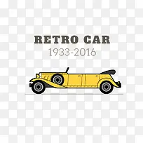 卡通手绘黄色复古车-空若网 卡通手绘黄色复古车-空若网