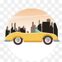 跑车风景插画-空若网 跑车风景插画-空若网