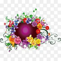 手绘彩色花朵花环-空若网 手绘彩色花朵花环-空若网