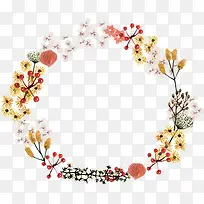 彩色树叶花朵花环-空若网 彩色树叶花朵花环-空若网