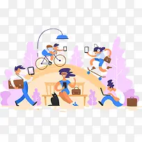 扁平化人物动作插画-空若网 扁平化人物动作插画-空若网