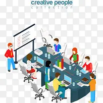 矢量办公室扁平化-空若网 矢量办公室扁平化-空若网