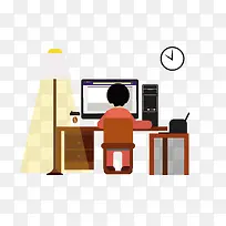 矢量扁平化学习电脑图标-空若网 矢量扁平化学习电脑图标-空若网