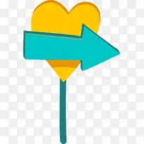 黄色卡通爱心箭头-空若网 黄色卡通爱心箭头-空若网