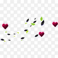 红色爱心漂浮树叶-空若网 红色爱心漂浮树叶-空若网