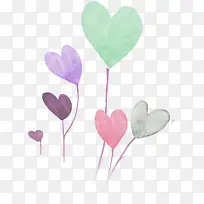 水彩手绘桃心气球-空若网 水彩手绘桃心气球-空若网