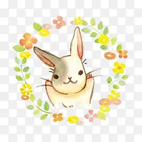 手绘卡通可爱小兔花纹元素-空若网 手绘卡通可爱小兔花纹元素-空若网
