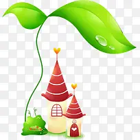 绿色树叶建筑可爱-空若网 绿色树叶建筑可爱-空若网
