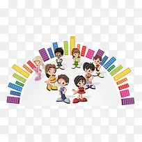 矢量彩色方块和小孩-空若网 矢量彩色方块和小孩-空若网