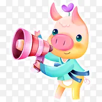 可爱小猪喇叭PNG矢量素材-空若网 可爱小猪喇叭PNG矢量素材-空若网