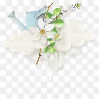 水壶绿叶白色小花-空若网 水壶绿叶白色小花-空若网