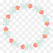 手绘水彩红色花朵花环-空若网 手绘水彩红色花朵花环-空若网