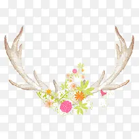 鹿角花朵手绘免扣素材-空若网 鹿角花朵手绘免扣素材-空若网