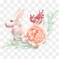 水彩手绘花朵小兔子-空若网 水彩手绘花朵小兔子-空若网