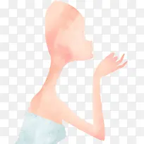 手绘粉色水彩美女-空若网 手绘粉色水彩美女-空若网