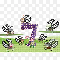 卡通数字飞虫素材-空若网 卡通数字飞虫素材-空若网