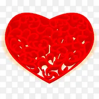 红色立体花纹爱心-空若网 红色立体花纹爱心-空若网
