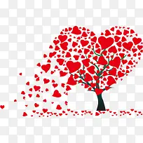 矢量红色爱心大树-空若网 矢量红色爱心大树-空若网