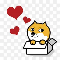 卡通小狗红色爱心-空若网 卡通小狗红色爱心-空若网