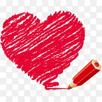 红色彩绘爱心设计铅笔-空若网 红色彩绘爱心设计铅笔-空若网