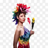 彩色羽毛少女-空若网 彩色羽毛少女-空若网