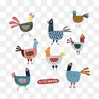 简约多彩鸡群-空若网 简约多彩鸡群-空若网