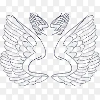 描线羽毛翅膀矢量图-空若网 描线羽毛翅膀矢量图-空若网