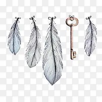 手绘羽毛钥匙可爱-空若网 手绘羽毛钥匙可爱-空若网