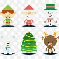 矢量手绘卡通雪人圣诞树圣诞老人-空若网 矢量手绘卡通雪人圣诞树圣诞老人-空若网