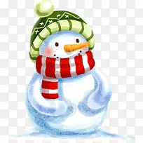 手绘绿帽子可爱雪人-空若网 手绘绿帽子可爱雪人-空若网
