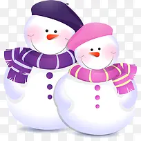 手绘紫粉色可爱雪人-空若网 手绘紫粉色可爱雪人-空若网