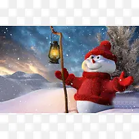 唯美星空灯可爱雪人-空若网 唯美星空灯可爱雪人-空若网