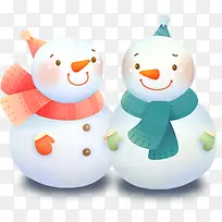 手绘粉蓝色可爱雪人-空若网 手绘粉蓝色可爱雪人-空若网