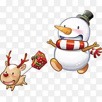 手绘可爱雪人梅花鹿-空若网 手绘可爱雪人梅花鹿-空若网