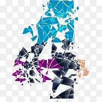 碎片效果阿拉伯数字4-空若网 碎片效果阿拉伯数字4-空若网