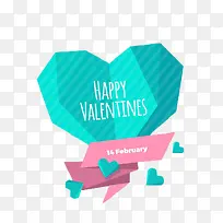 蓝色几何形爱心贺卡-空若网 蓝色几何形爱心贺卡-空若网