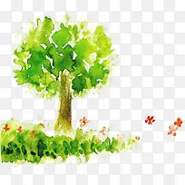 绿色水彩大树-空若网 绿色水彩大树-空若网