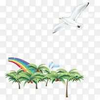 海鸥彩虹大树海报素材-空若网 海鸥彩虹大树海报素材-空若网