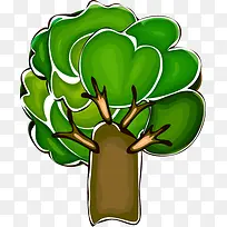 手绘绿色艺术大树-空若网 手绘绿色艺术大树-空若网