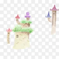 手绘彩色大树房屋-空若网 手绘彩色大树房屋-空若网