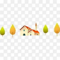 春天手绘建筑大树-空若网 春天手绘建筑大树-空若网