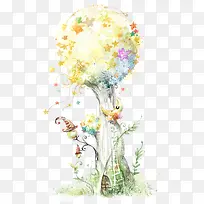 卡通星光美景大树-空若网 卡通星光美景大树-空若网