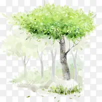 绿色手绘森林大树-空若网 绿色手绘森林大树-空若网