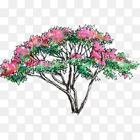 手绘粉绿色景观大树-空若网 手绘粉绿色景观大树-空若网