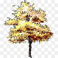 手绘黄色园林大树-空若网 手绘黄色园林大树-空若网
