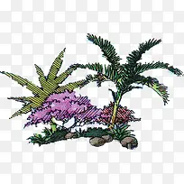 手绘创意大树椰树-空若网 手绘创意大树椰树-空若网