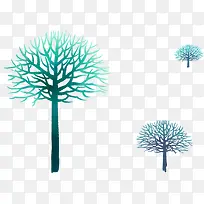 冬季手绘蓝色大树-空若网 冬季手绘蓝色大树-空若网
